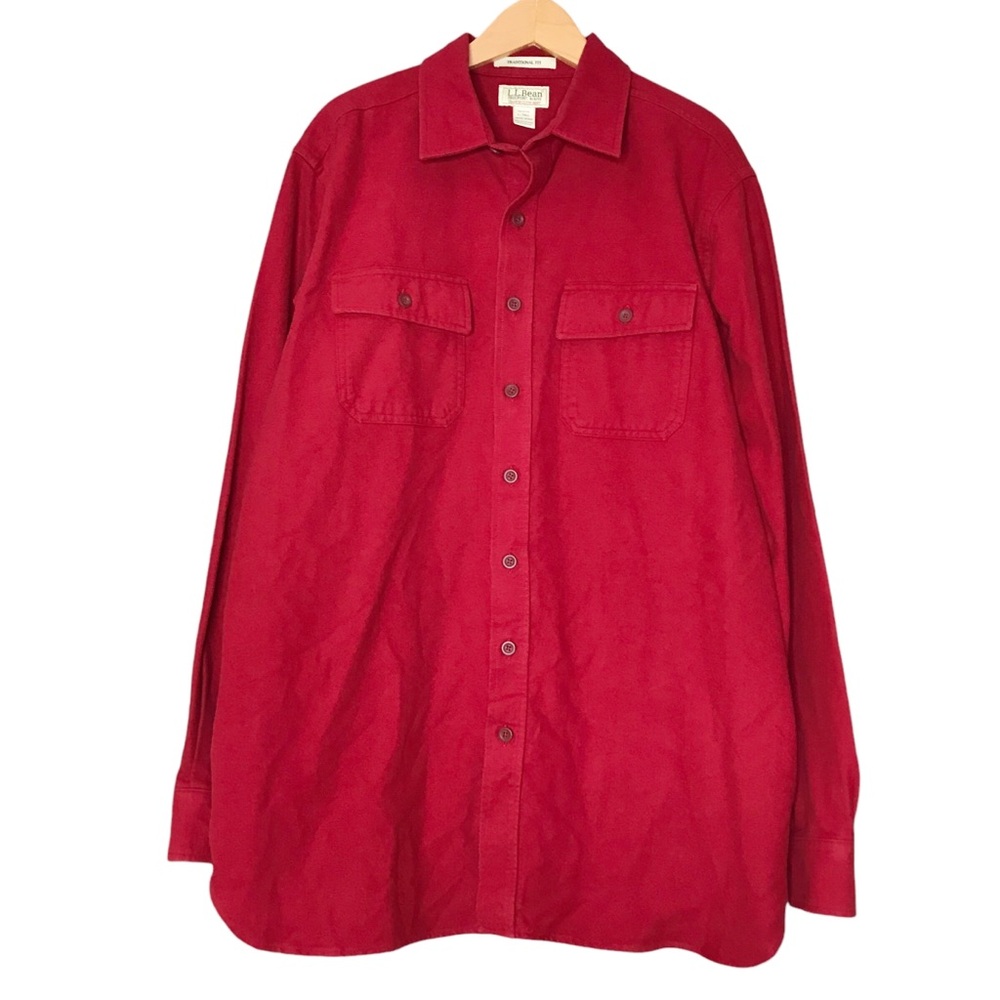L.L. Bean Chamois Cloth Flannel Button-Up Heavy Shirt Shacket Men's LT Cotton